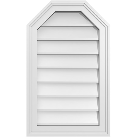Ekena Millwork Octagonal Top Surface Mount PVC Gable Vent w/ 2"W x 1-1/2"P Brickmould Frame, 16"W x 26"H GVPOT16X2602SN